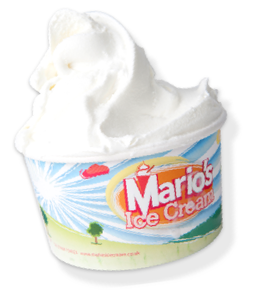 Buy ice cream products from Mario's Ice Cream. Photo of cup of ice cream.